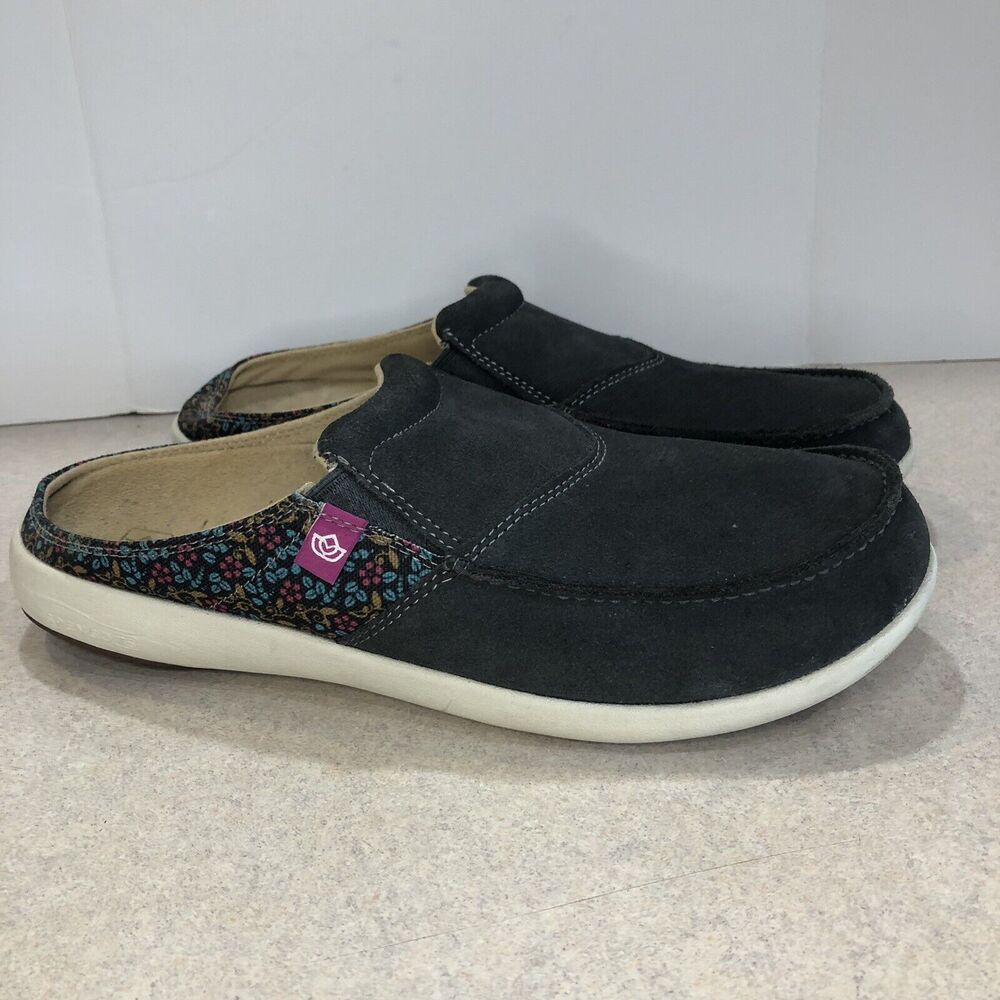 Women’s Spenco Siesta Via Slide Clog Iron Gat Floral Gray Size 12B